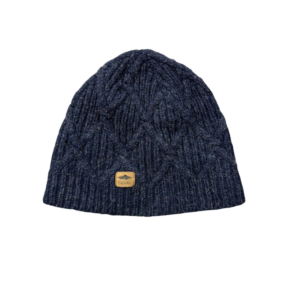 Coal Headwear Blue Cable Knit Wool Fleece Lined Beanie Hat Outdoor Fisherman